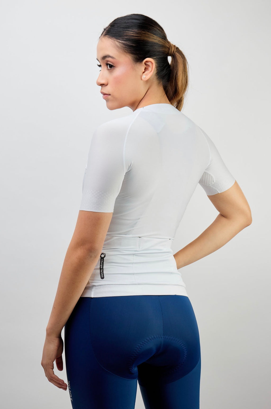 Jersey de ciclismo Ionik Pro femenino Neck Less blanco