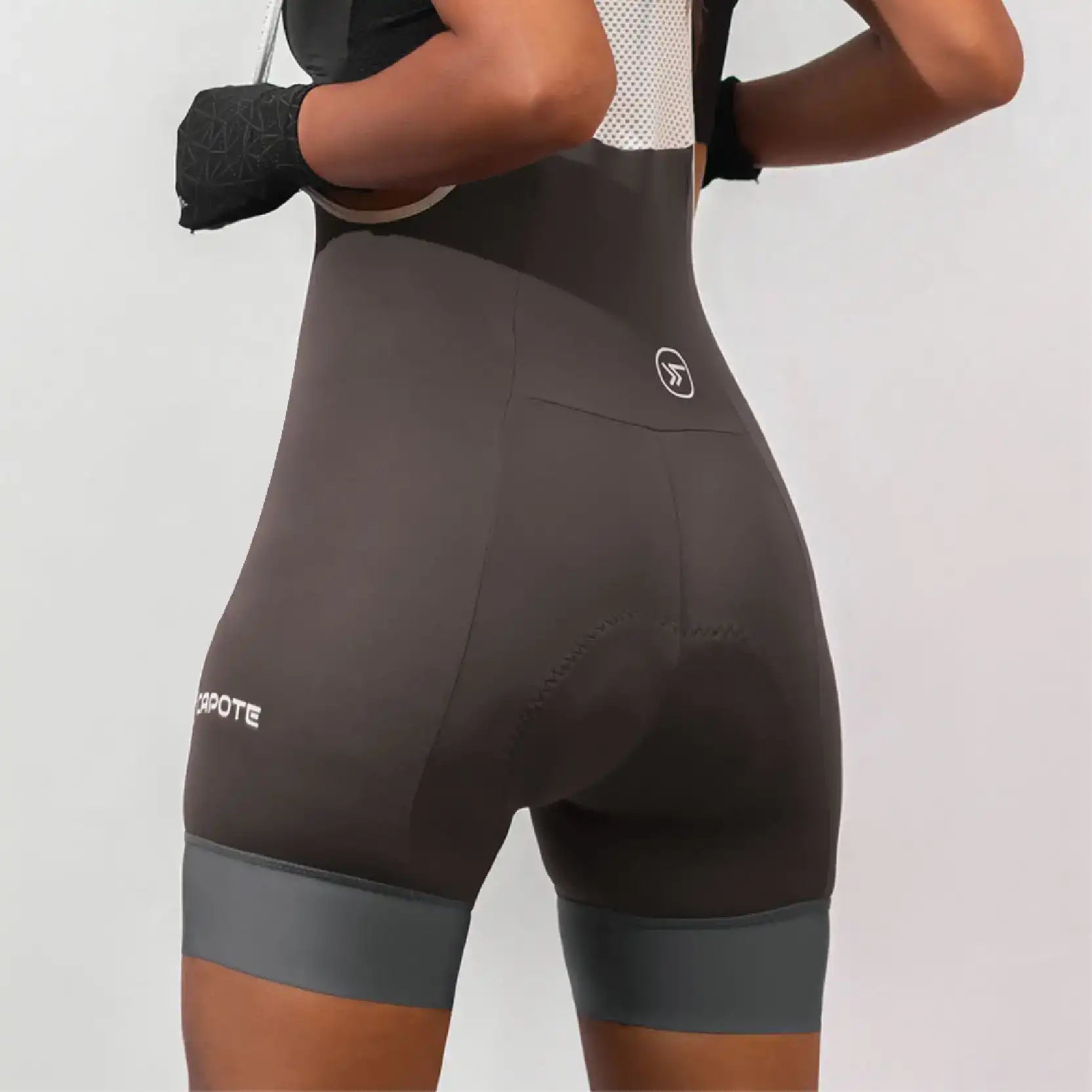Licra de ciclismo Capote Mujer Corta Plus gris con cargaderas