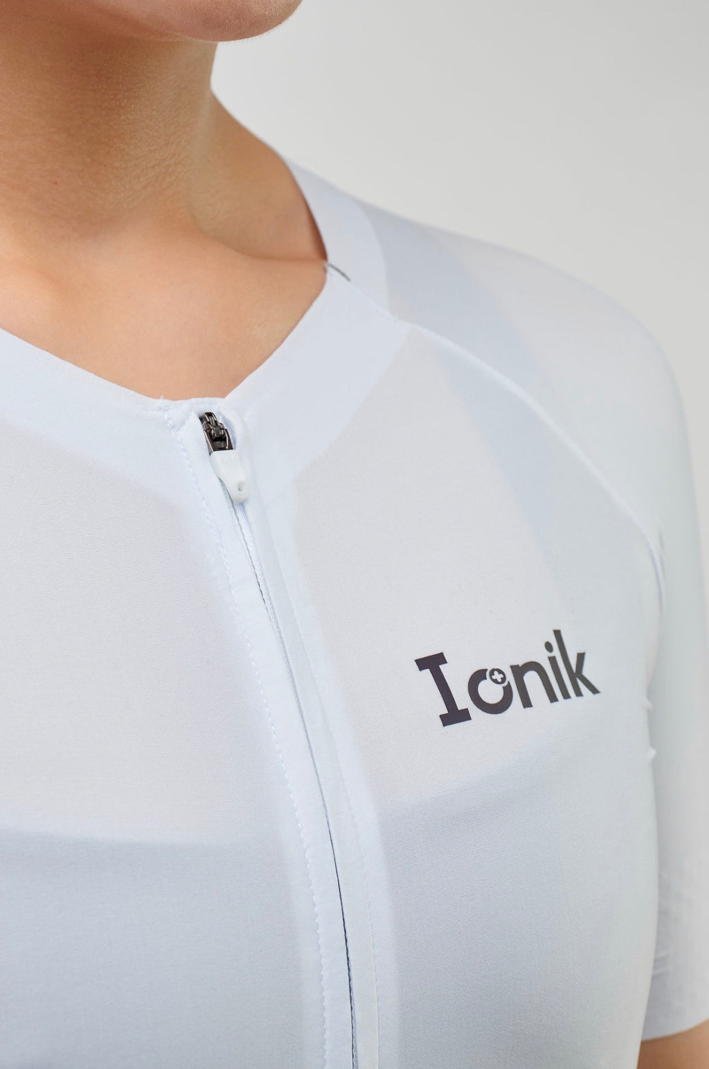 Jersey de ciclismo Ionik Pro femenino Neck Less blanco