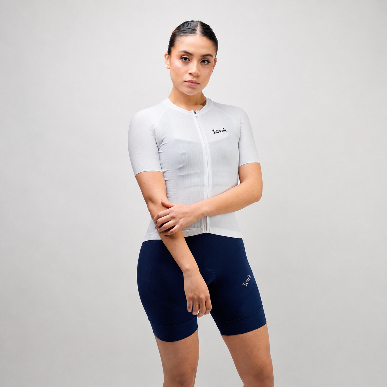 Jersey de ciclismo Ionik Start femenino manga corta blanco