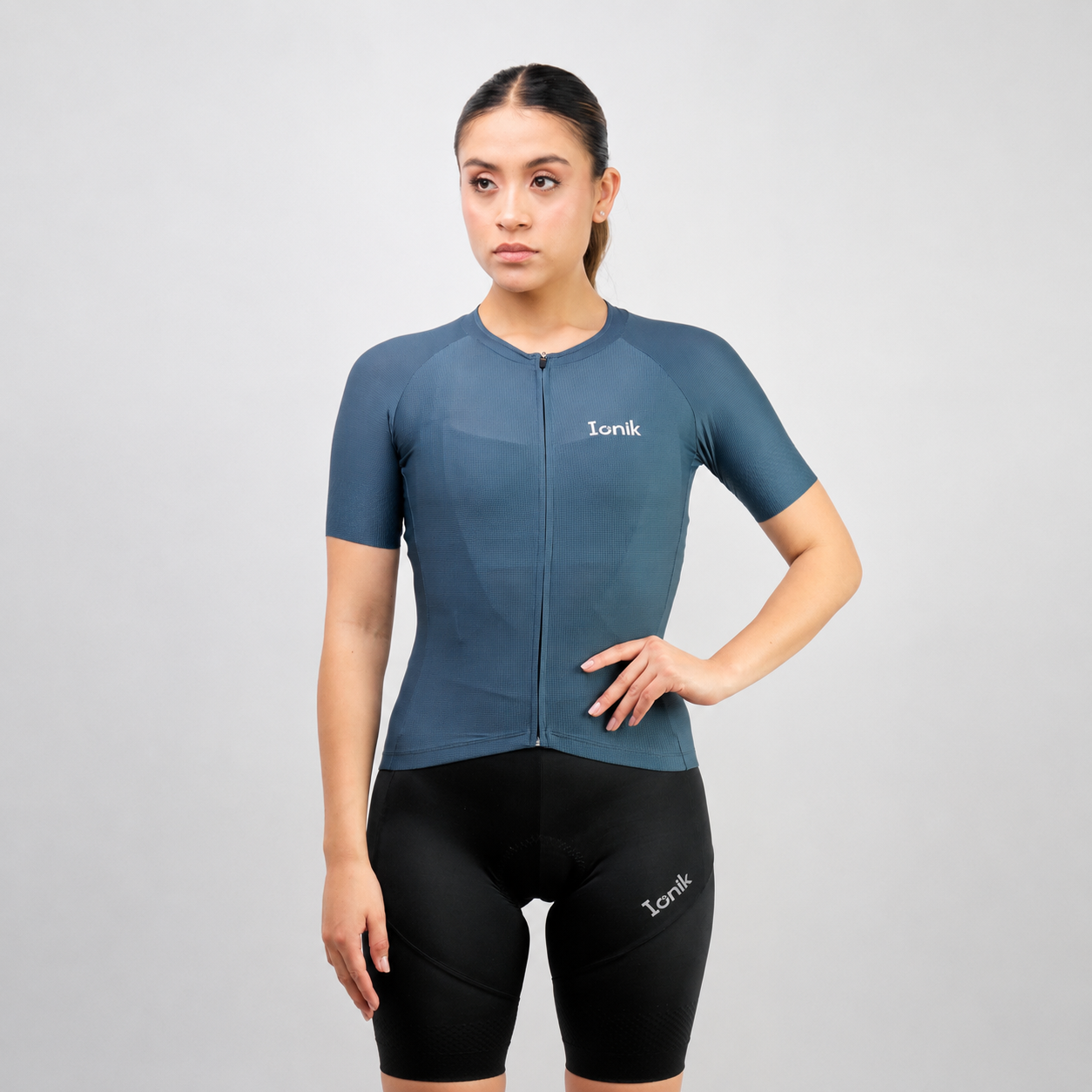 Jersey de ciclismo Ionik Start femenino manga corta verde benetton