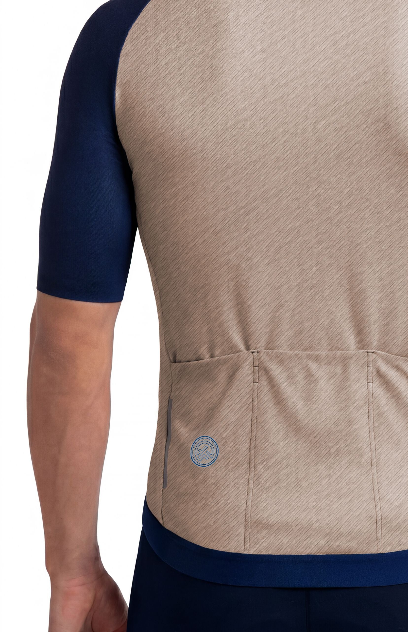 Jersey de Ciclismo Unisex HighForce Beige Azul Oscuro