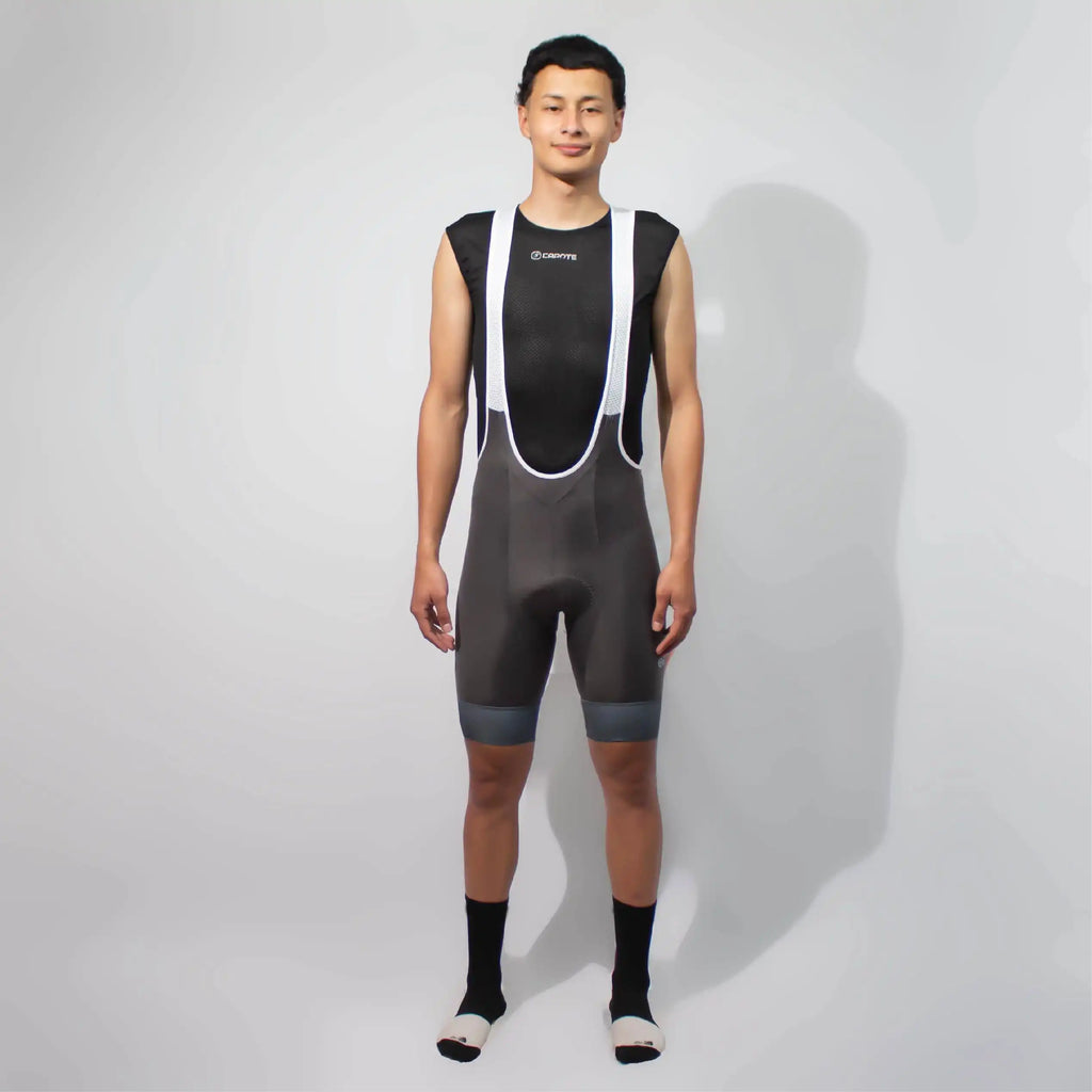 Licra de ciclismo Capote Hombre Corta Plus gris con cargaderas