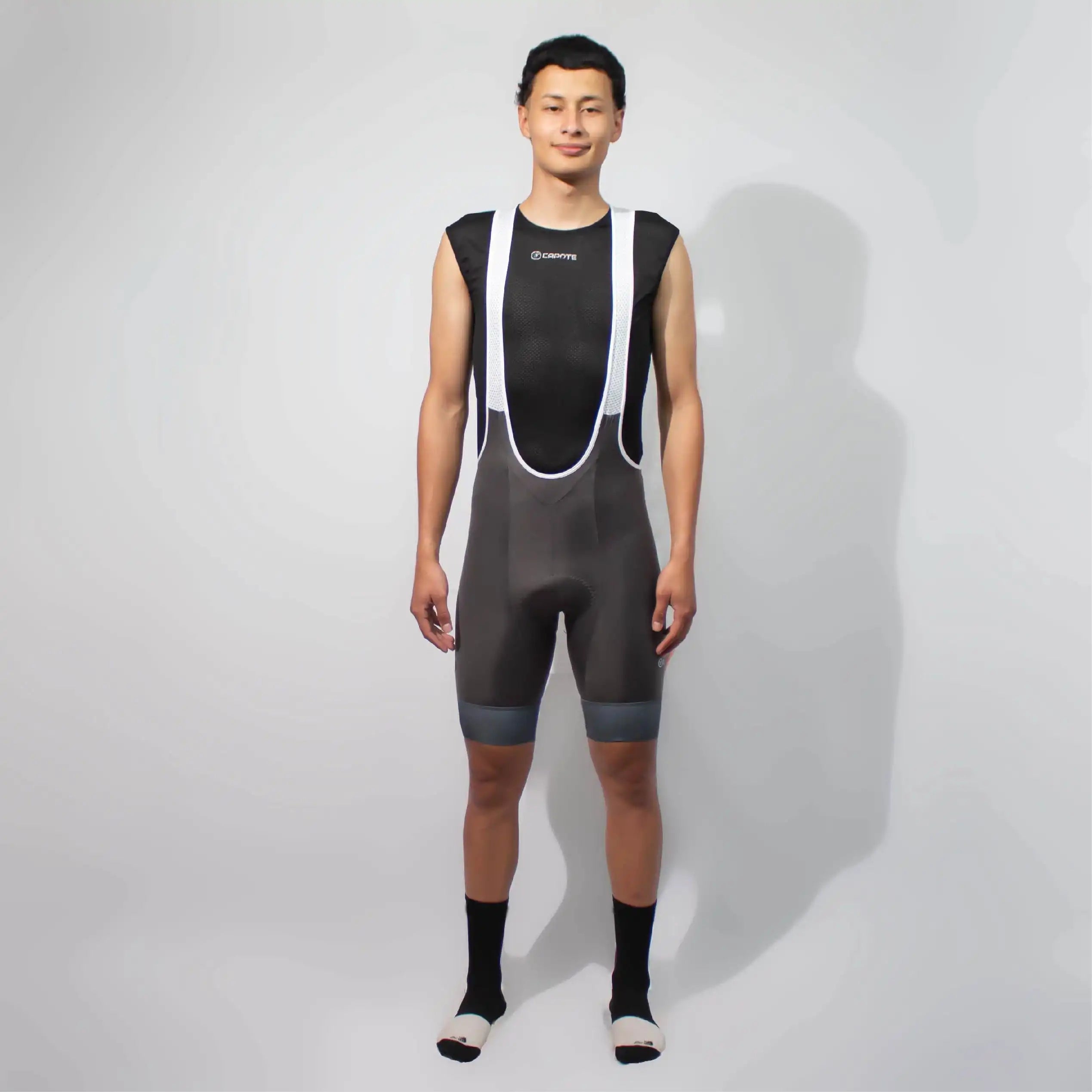 Licra de ciclismo Capote Hombre Corta Plus gris con cargaderas