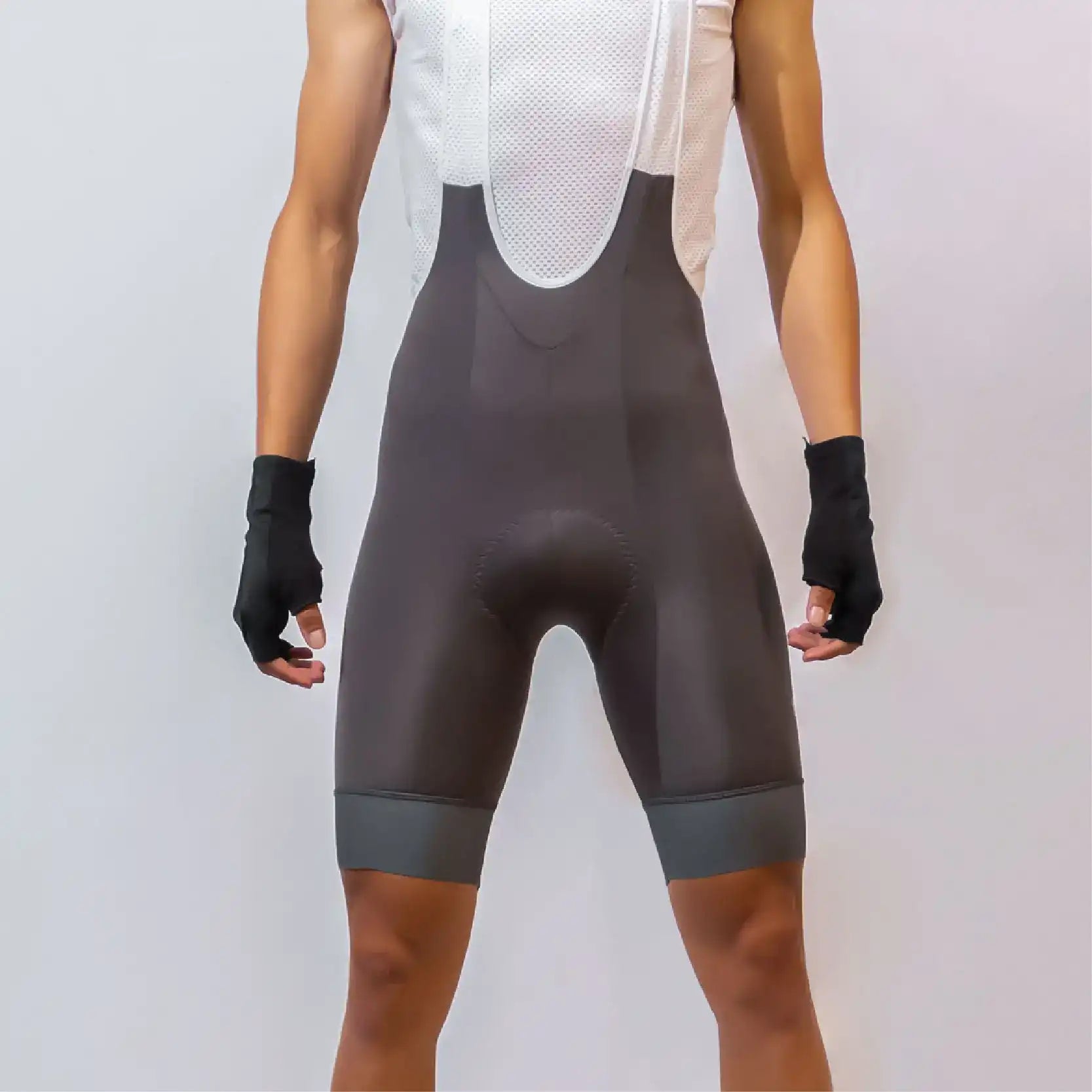 Licra de ciclismo Capote Hombre Corta Plus gris con cargaderas