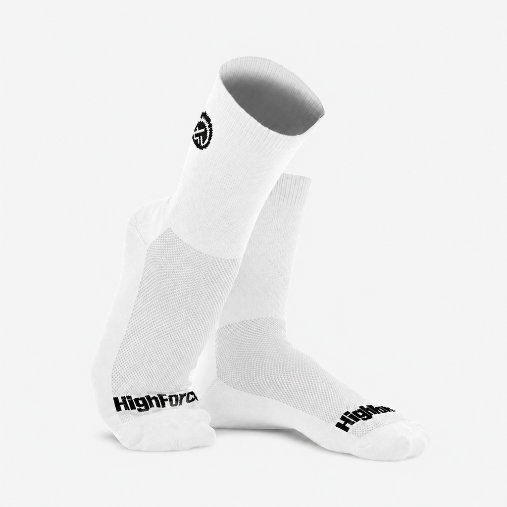 Medias de ciclismo Highforce compresivas reflectivas blancas