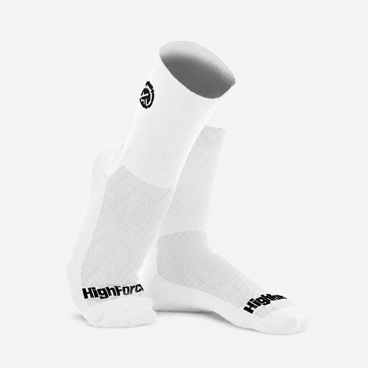 Medias de ciclismo Highforce compresivas reflectivas blancas