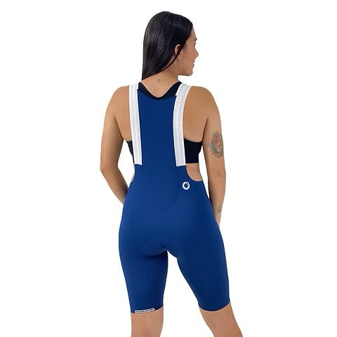 Pantaloneta de Ciclismo Ionik Tubular Azul Oscuro Mujer con Cargaderas