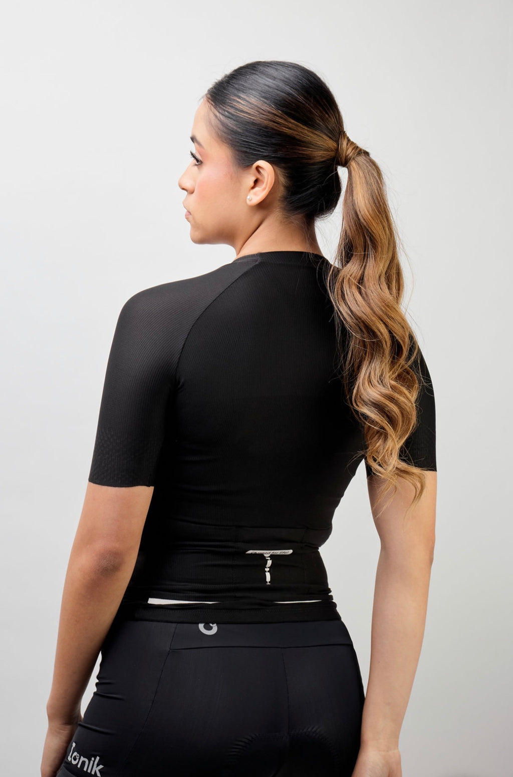 Jersey de ciclismo Ionik Start femenino manga corta negro