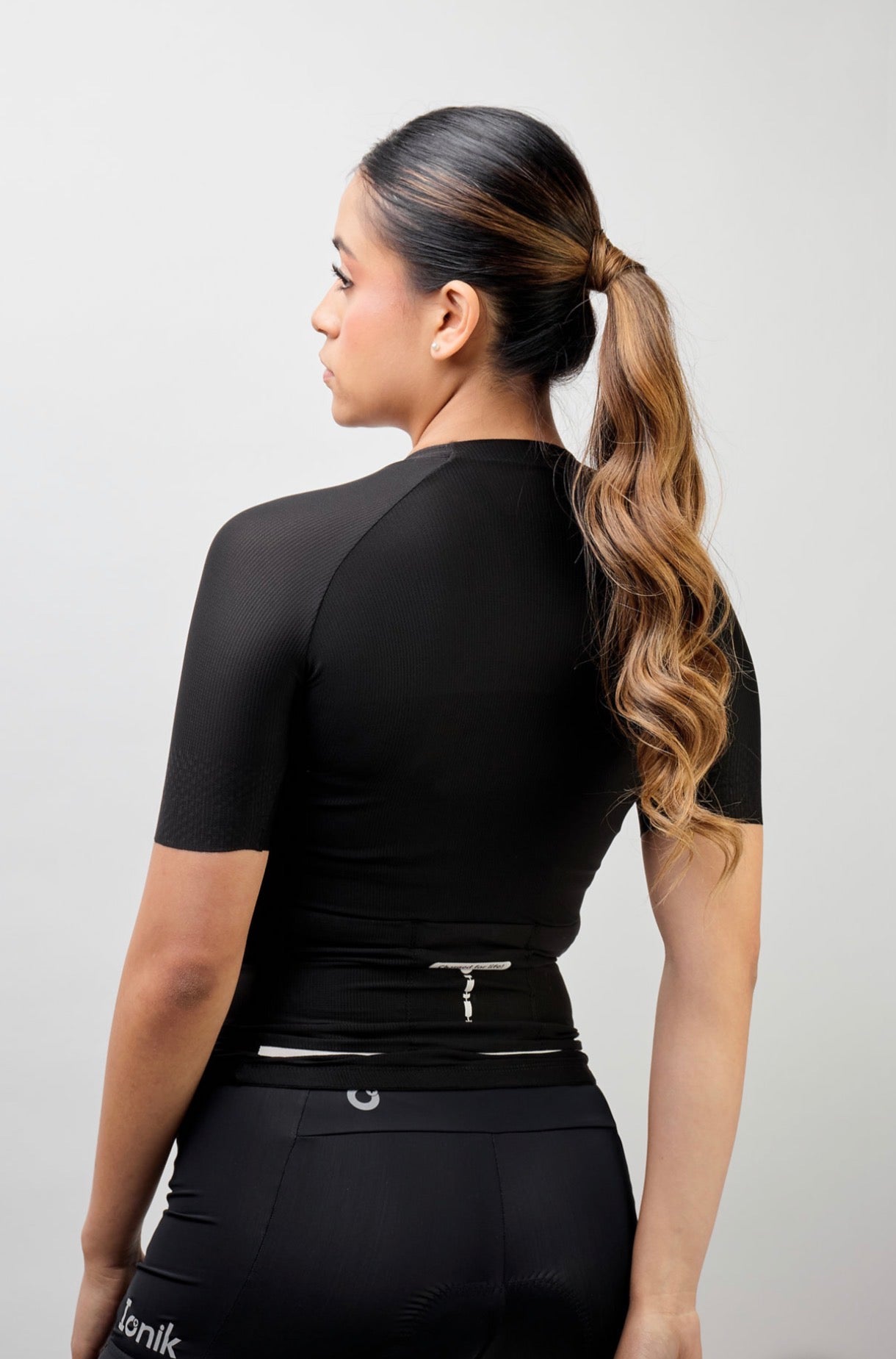 Jersey de ciclismo Ionik Start femenino manga corta negro