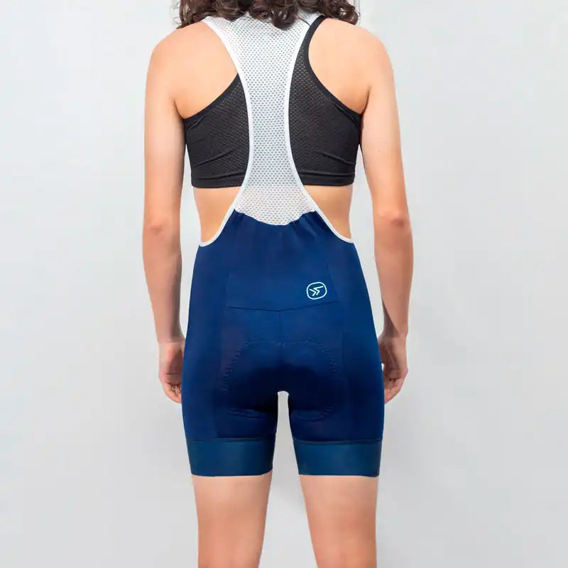 Licra de ciclismo Capote Mujer Corta Plus azul con cargaderas