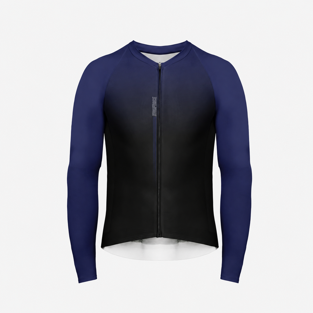 Jersey de Ciclismo Manga Larga Unisex HighForce Negro Azul Oscuro