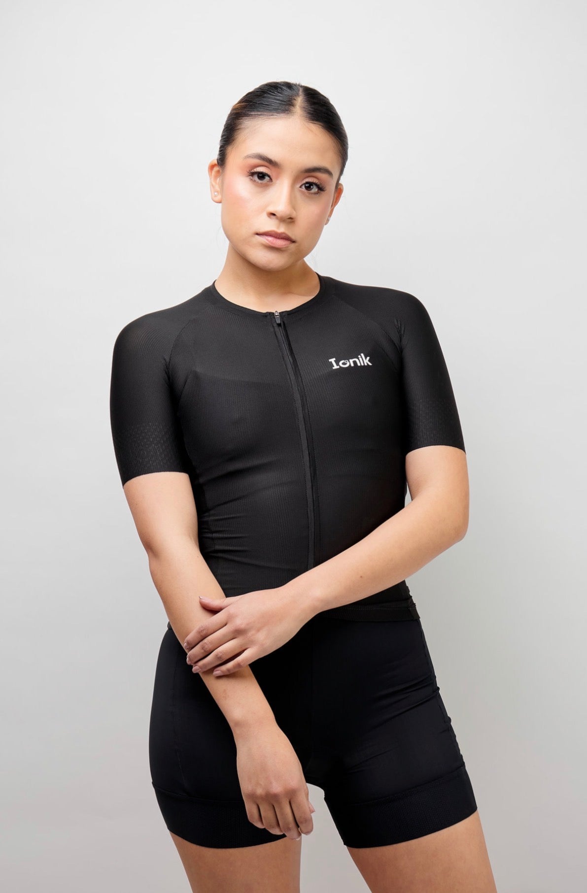 Jersey de ciclismo Ionik Start femenino manga corta negro