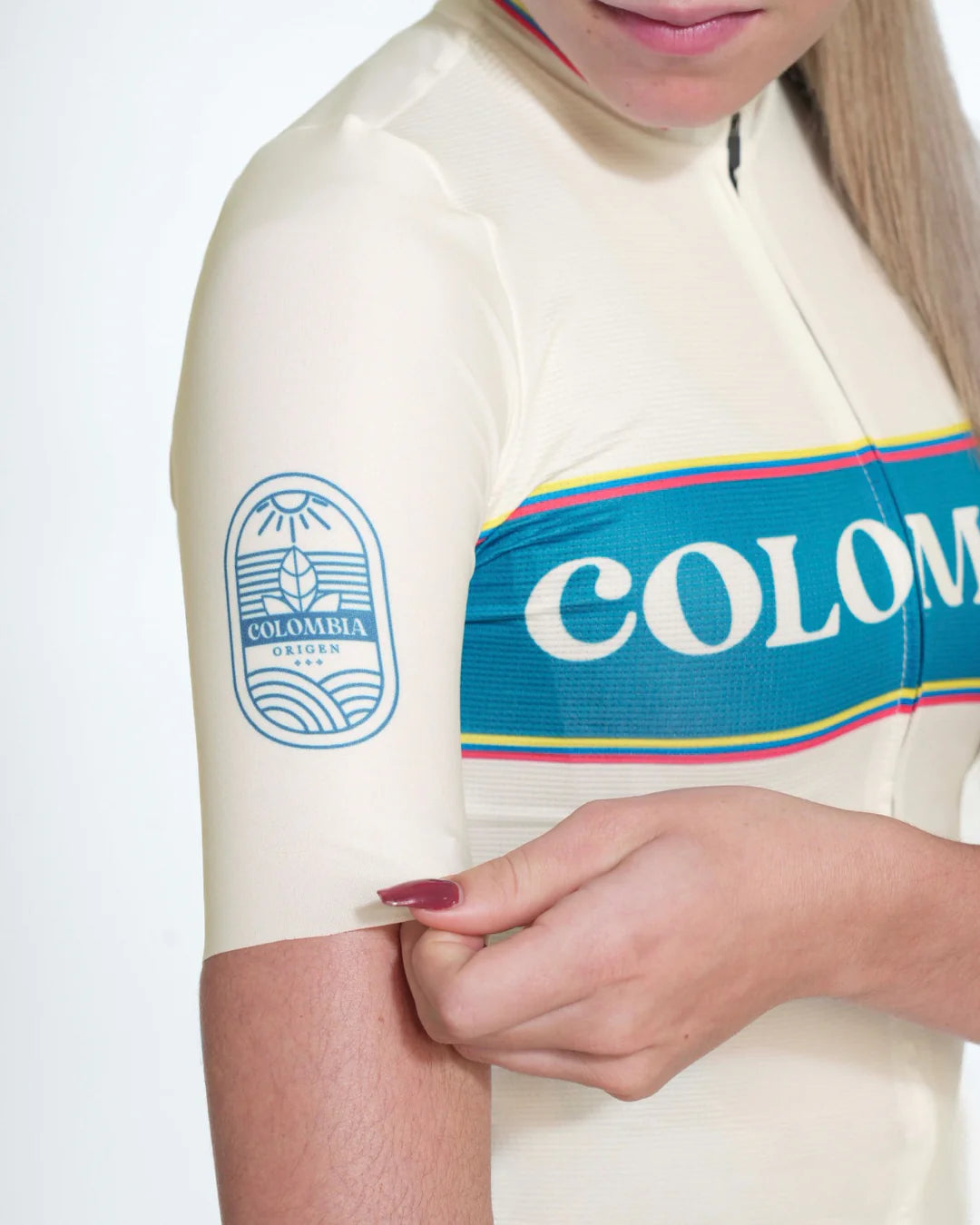 Jersey de ciclismo GW Mujer Montañas de Macondo Beige