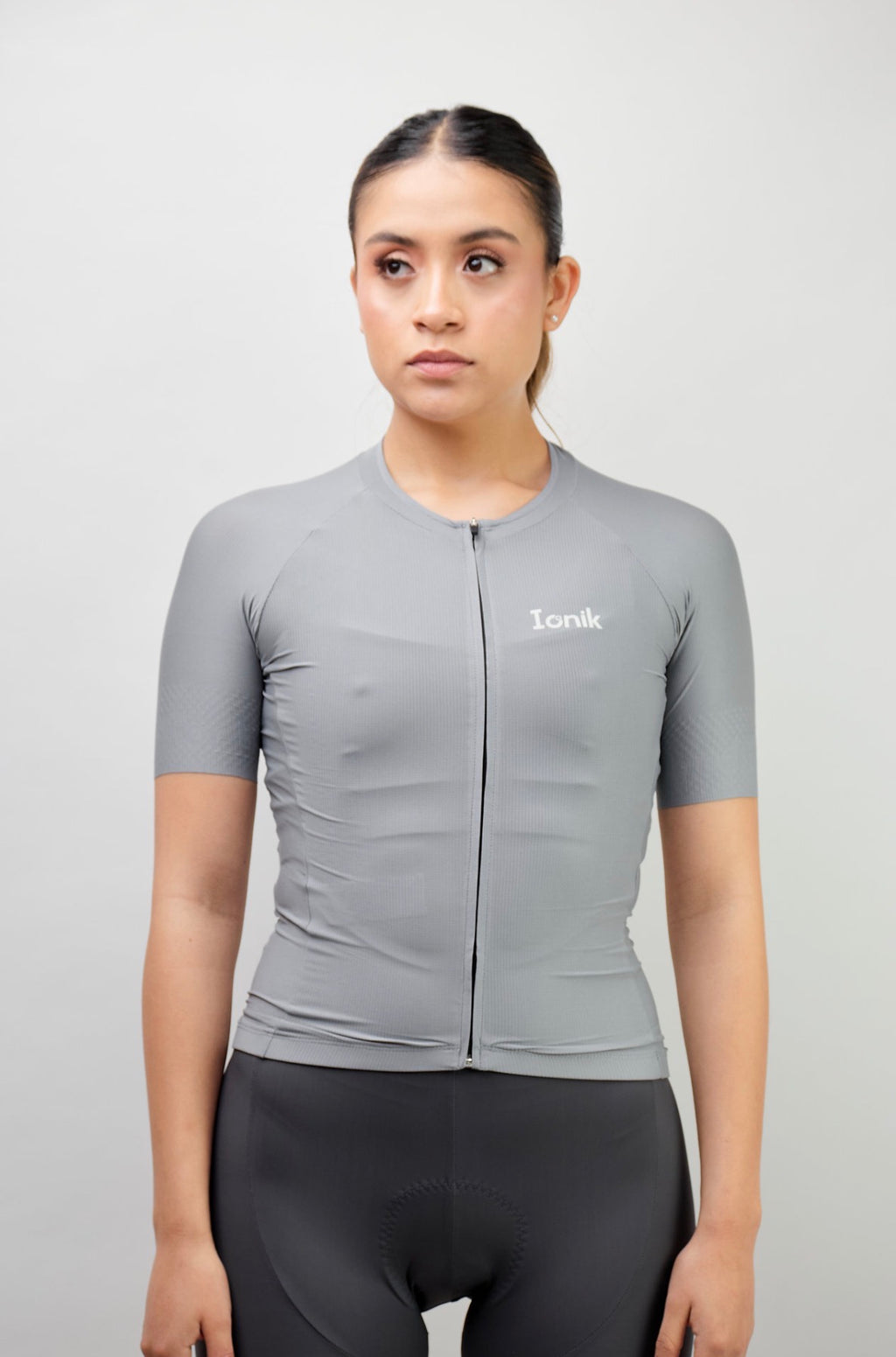 Jersey de ciclismo Ionik Start femenino manga corta gris