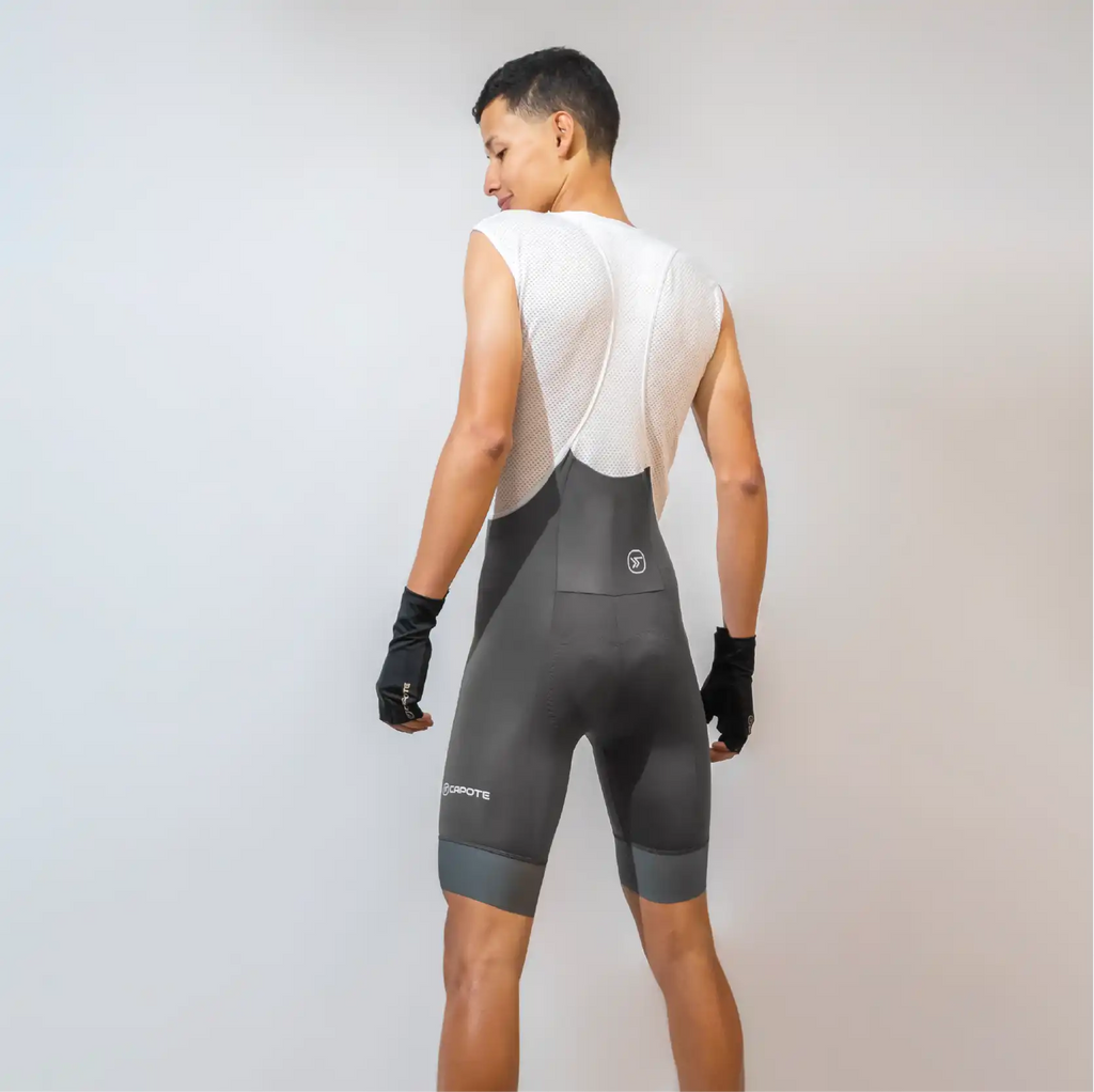 Licra de ciclismo Capote Hombre Corta Plus gris con cargaderas