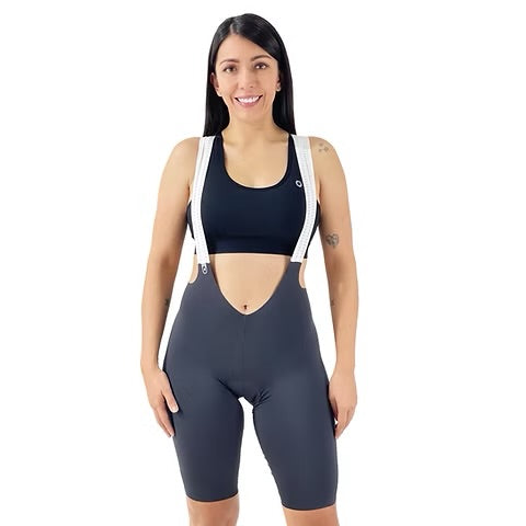 Pantaloneta de Ciclismo Ionik Tubular Gris Mujer con Cargaderas