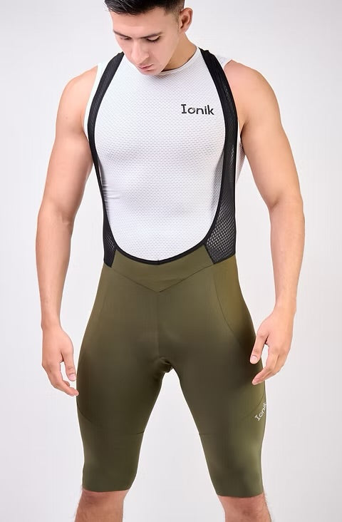 Licra de ciclismo Ionik Onix verde oliva con cargaderas para hombre