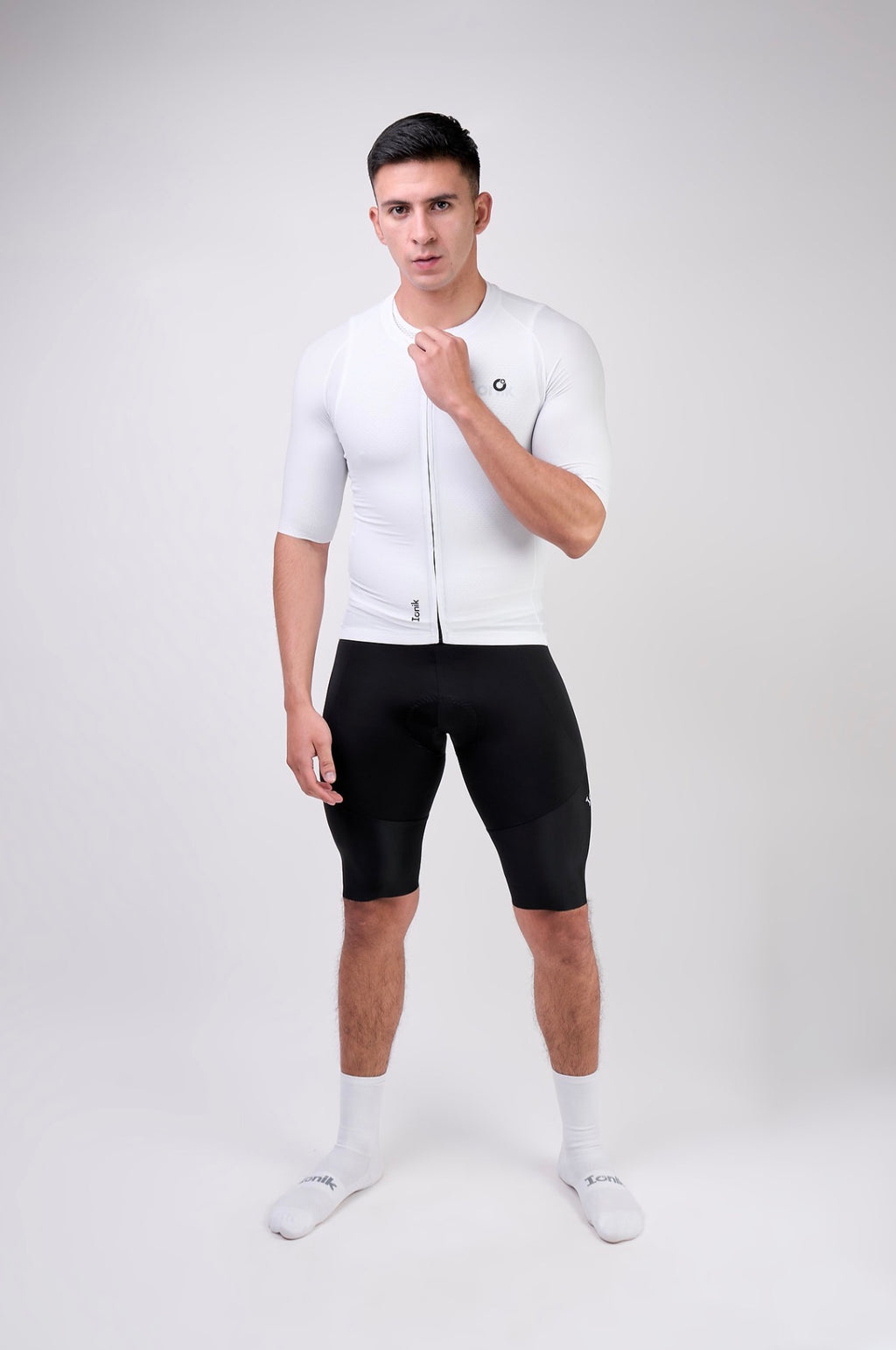 Jersey de ciclismo Ionik Start masculino manga corta blanco