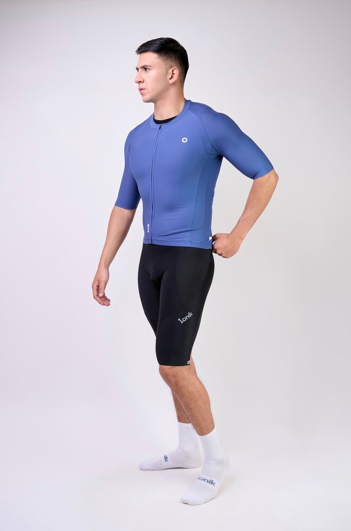 Jersey de ciclismo Ionik Start masculino manga corta azul