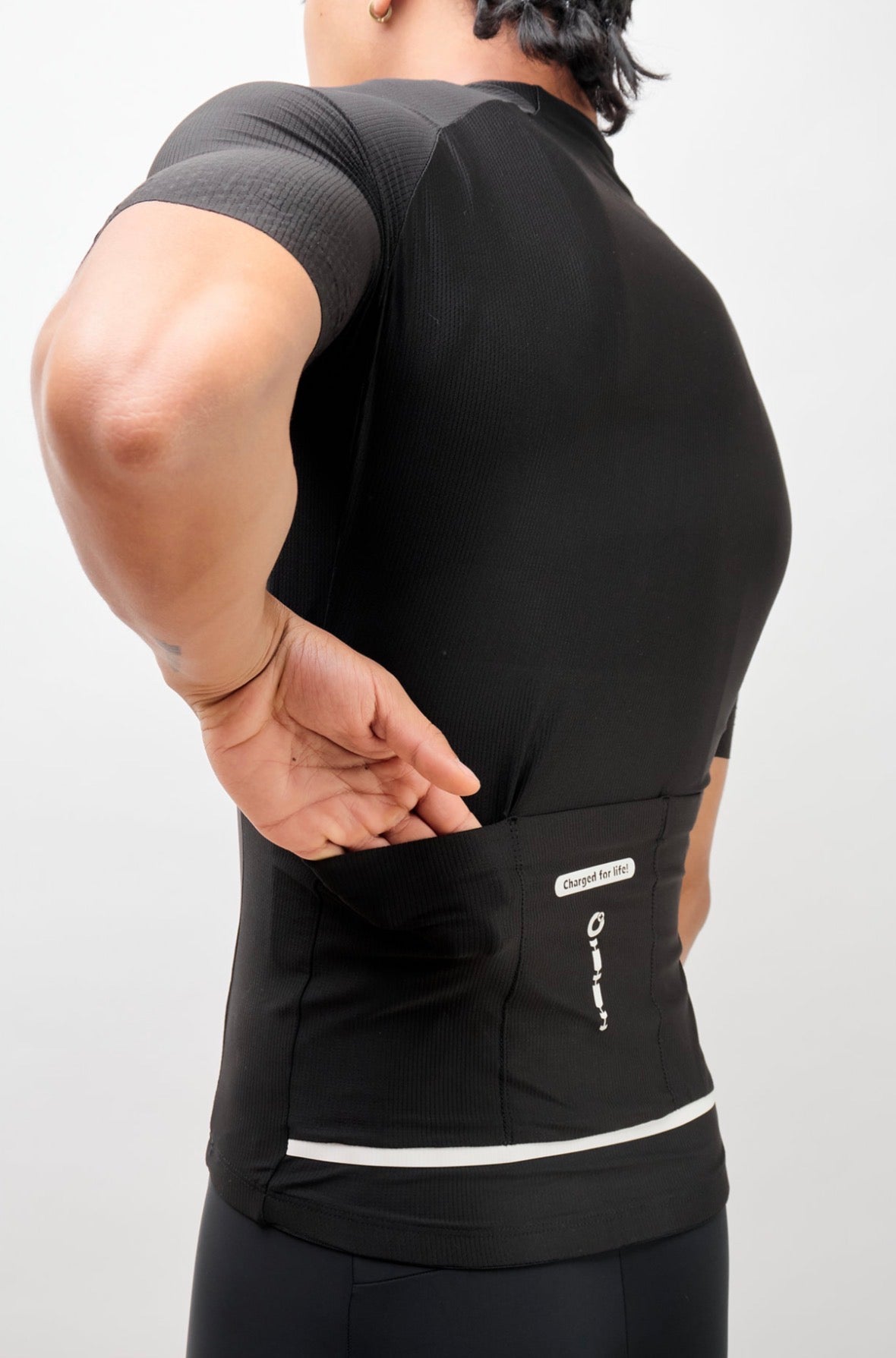 Jersey de ciclismo Ionik Start masculino manga corta negro