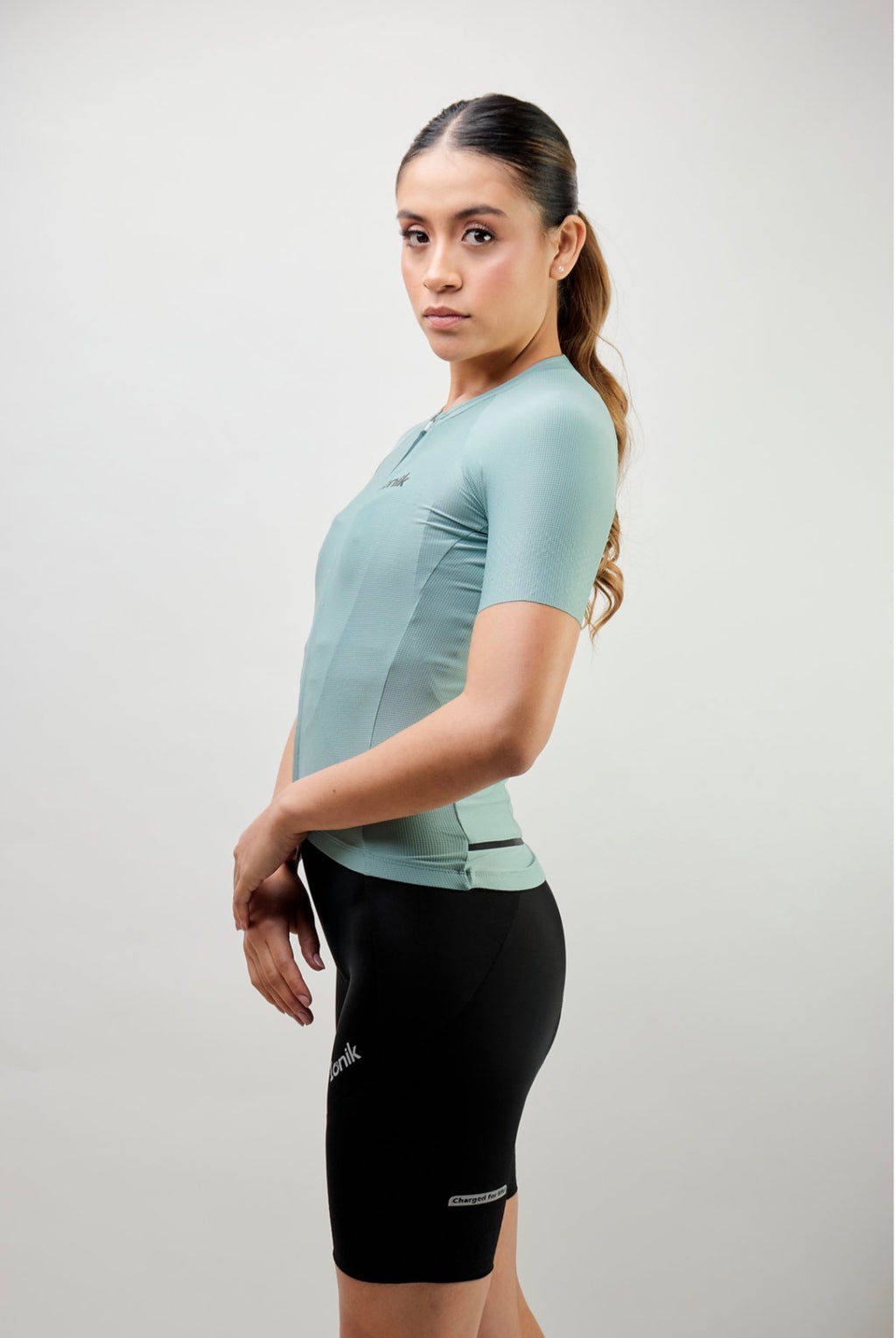 Jersey de ciclismo Ionik Start femenino manga corta verde menta