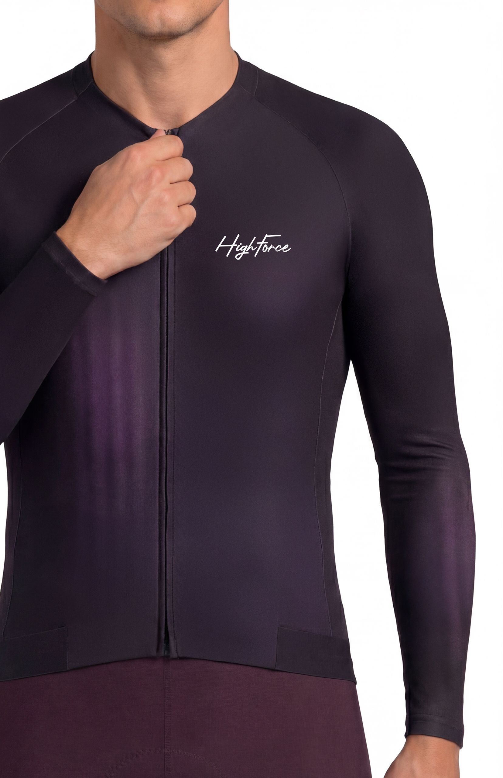 Jersey de Ciclismo Manga Larga Unisex HighForce Morado Oscuro