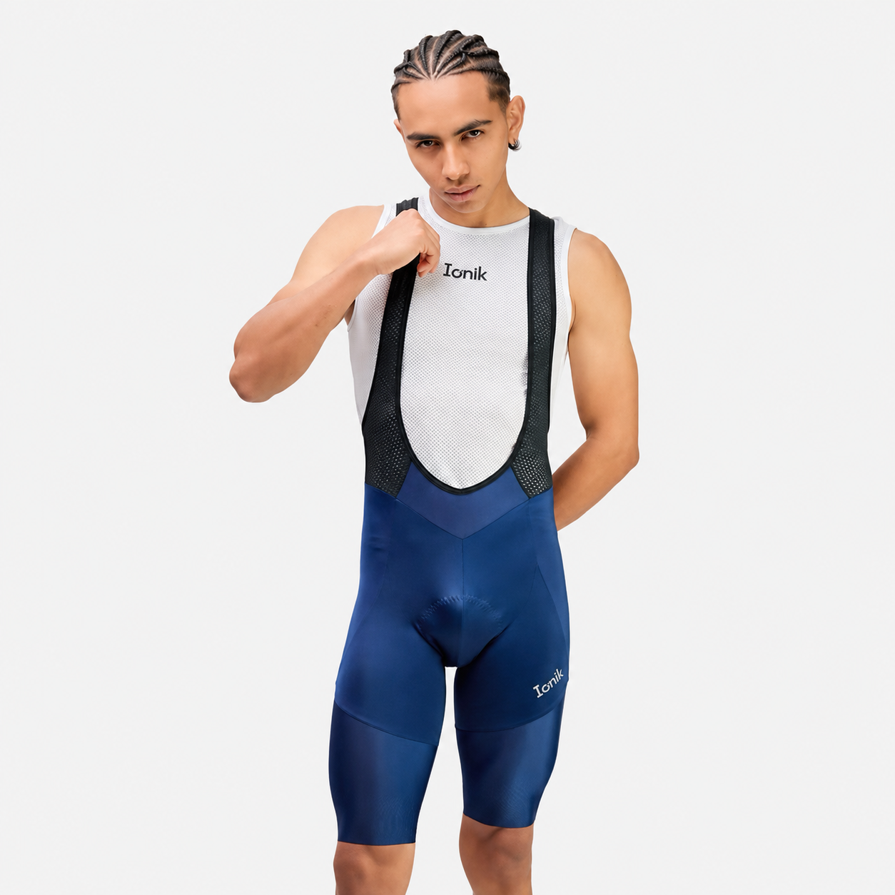 Licra de ciclismo Ionik Onix azul oscuro con cargaderas para hombre