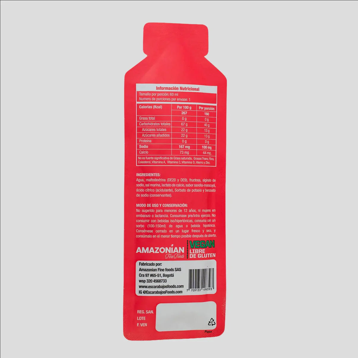 Gel energético Escarabajos Sandía 40 g CHO 60 g