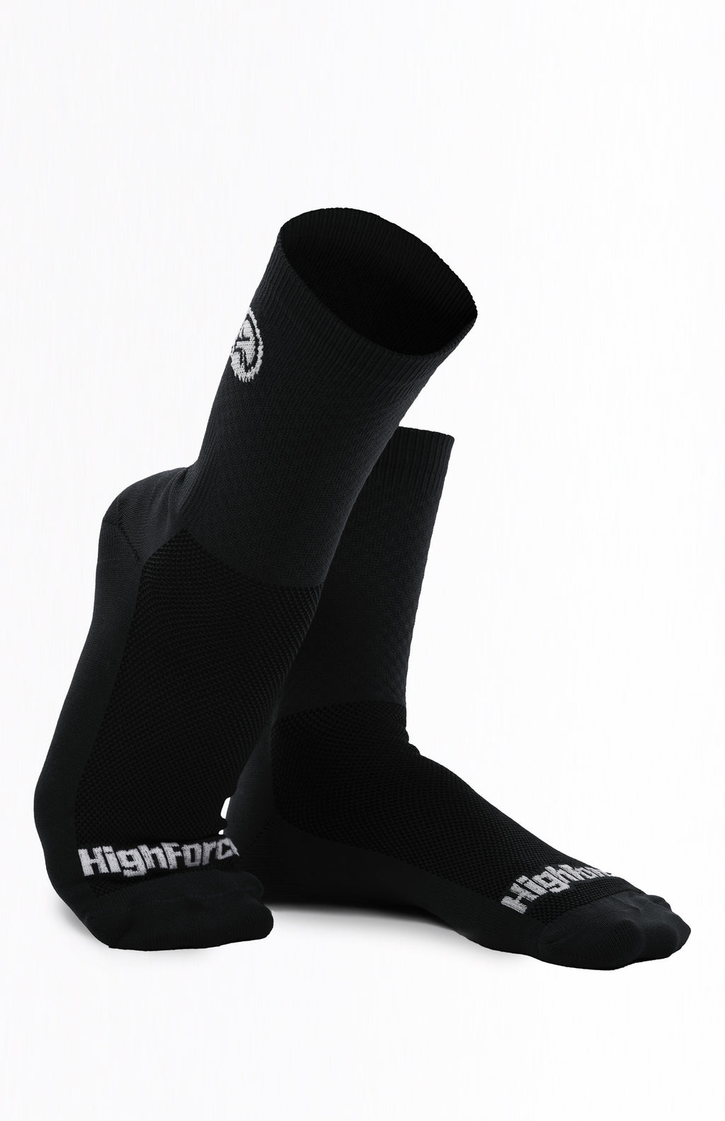 Medias de ciclismo Highforce compresivas reflectivas negras