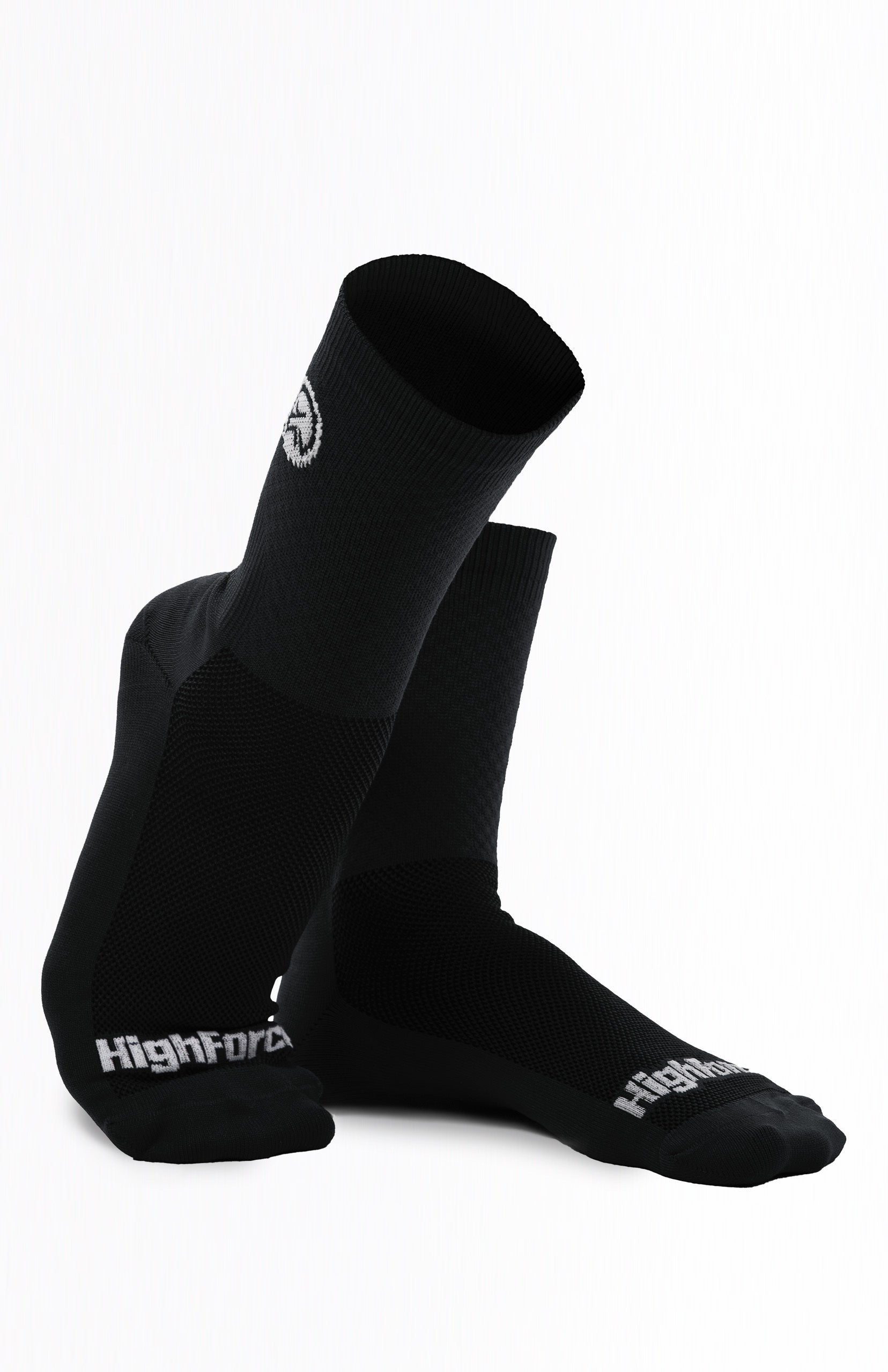 Medias de ciclismo Highforce compresivas reflectivas negras