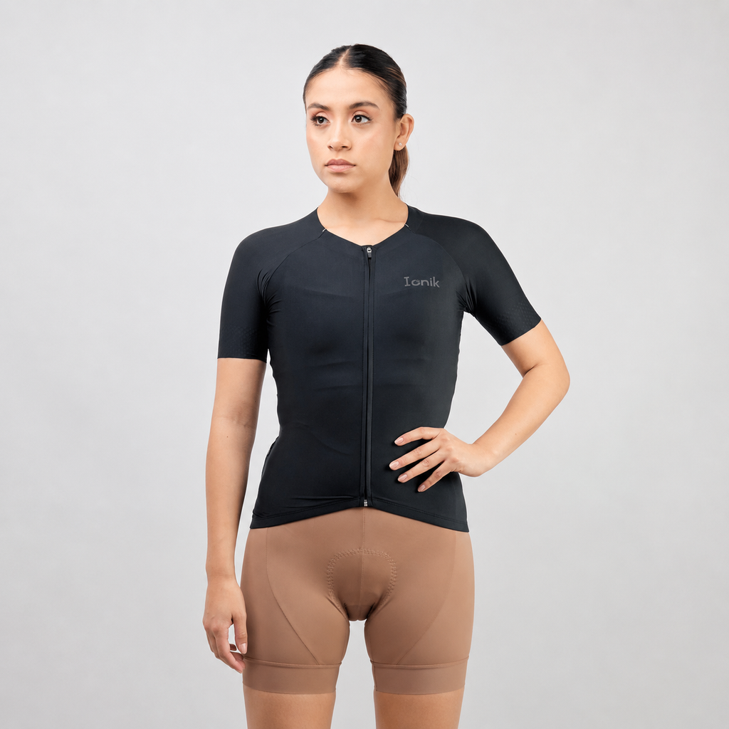 Jersey de ciclismo Ionik Pro femenino Neck Less negro