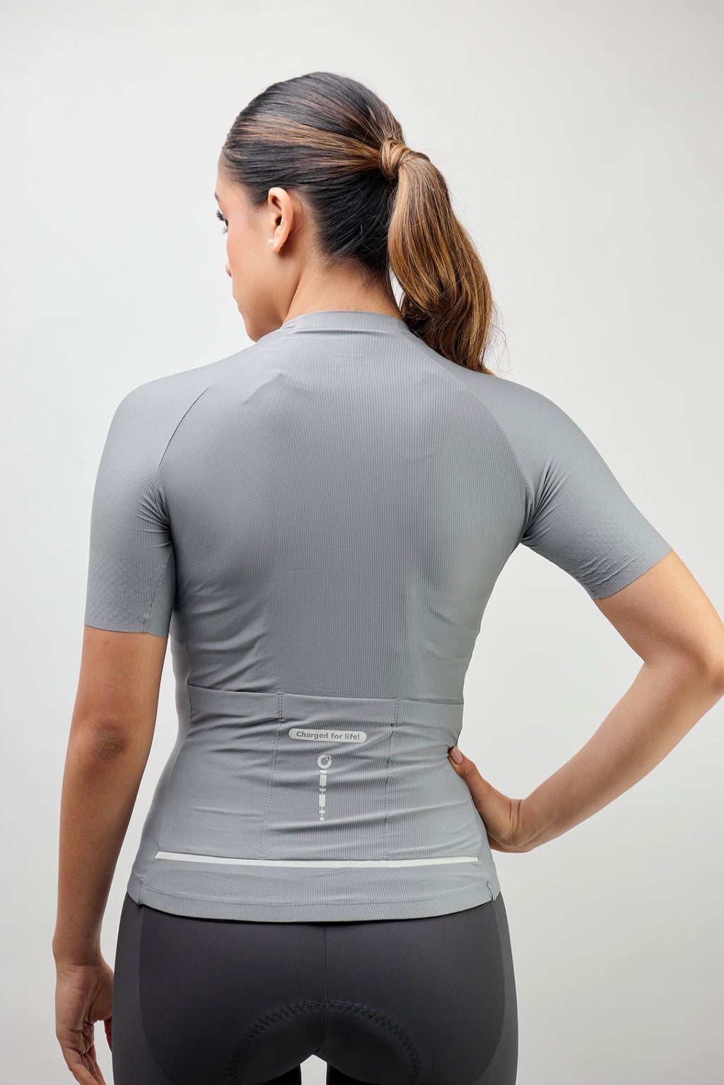 Jersey de ciclismo Ionik Start femenino manga corta gris