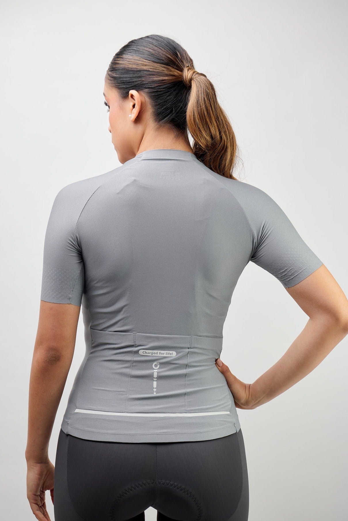 Jersey de ciclismo Ionik Start femenino manga corta gris