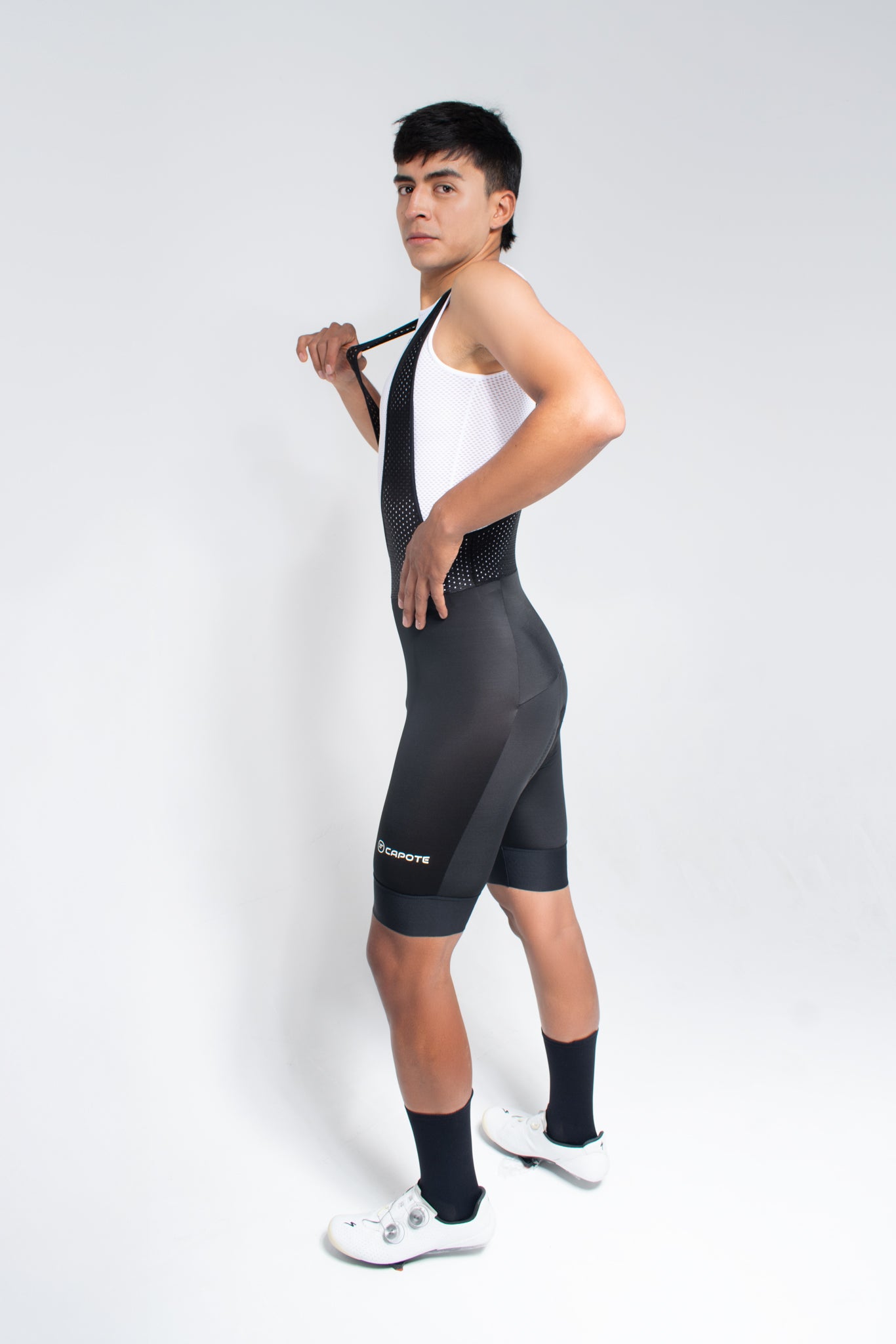 Licra de ciclismo Capote Hombre Corta Light negra con cargaderas
