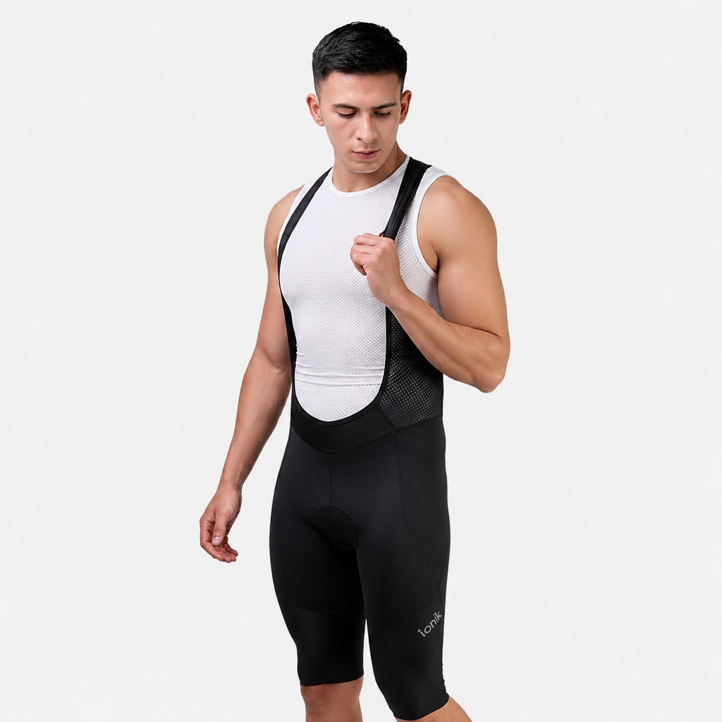 Licra de ciclismo Ionik Onix negra con cargaderas para hombre