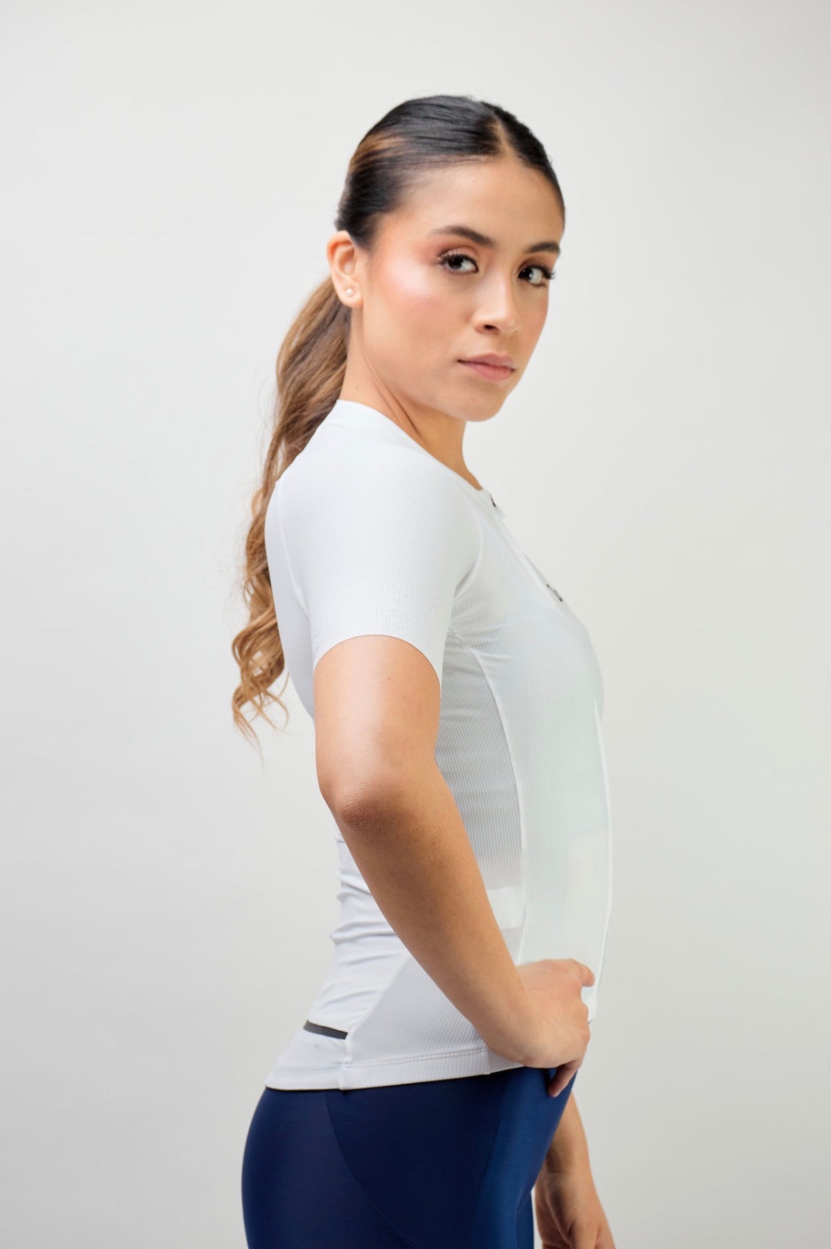 Jersey de ciclismo Ionik Start femenino manga corta blanco