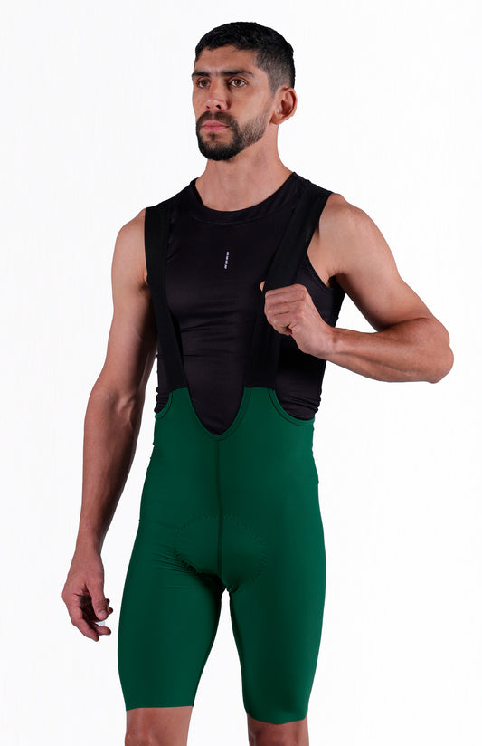 Licra de ciclismo Highforce Classic verde con cargaderas para hombre