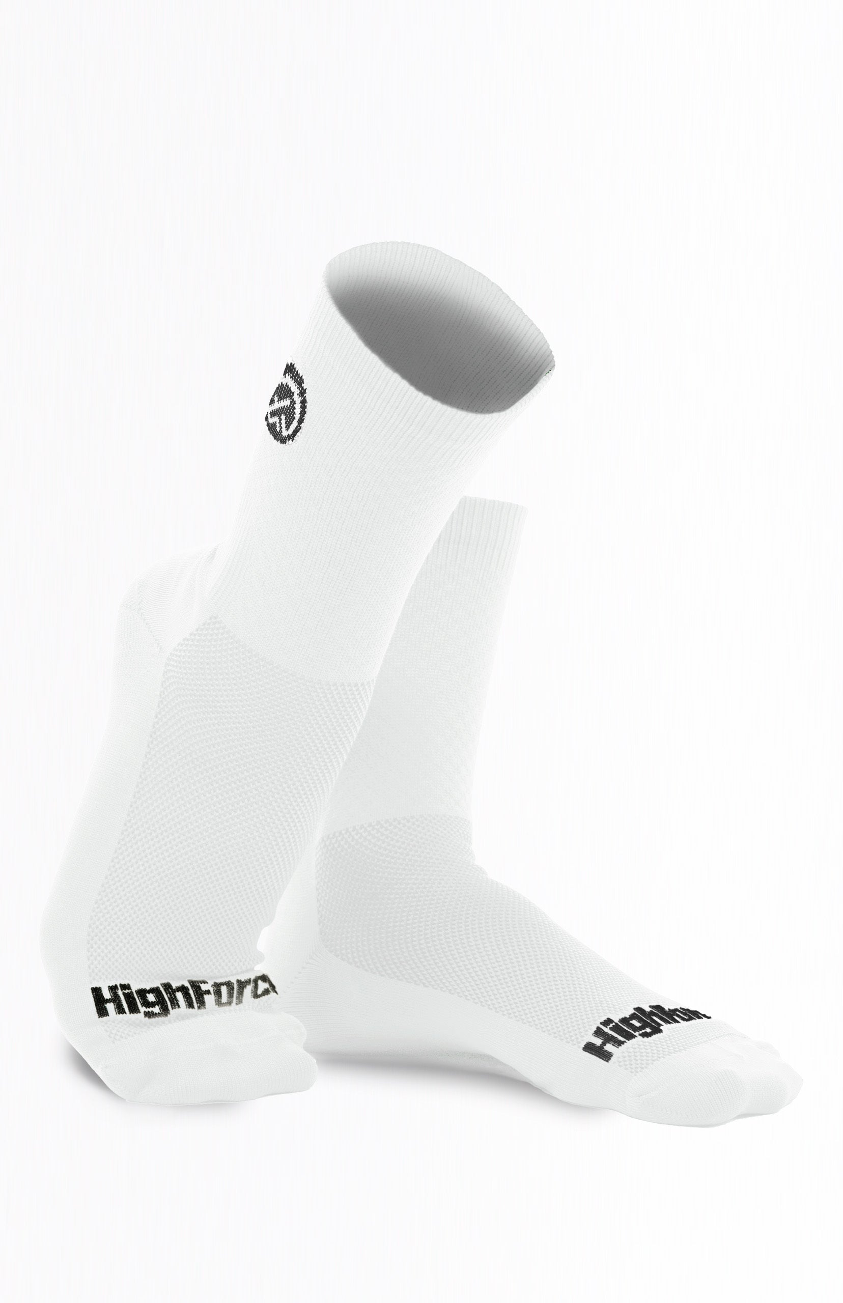 Medias de ciclismo Highforce compresivas reflectivas blancas