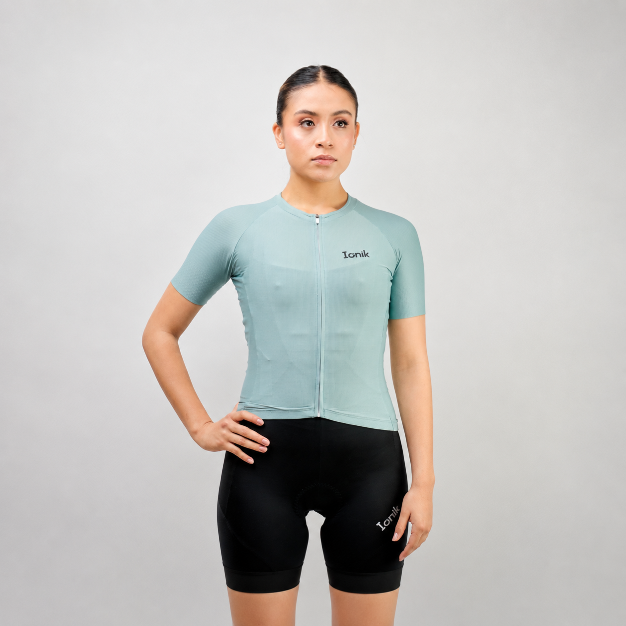 Jersey de ciclismo Ionik Start femenino manga corta verde menta