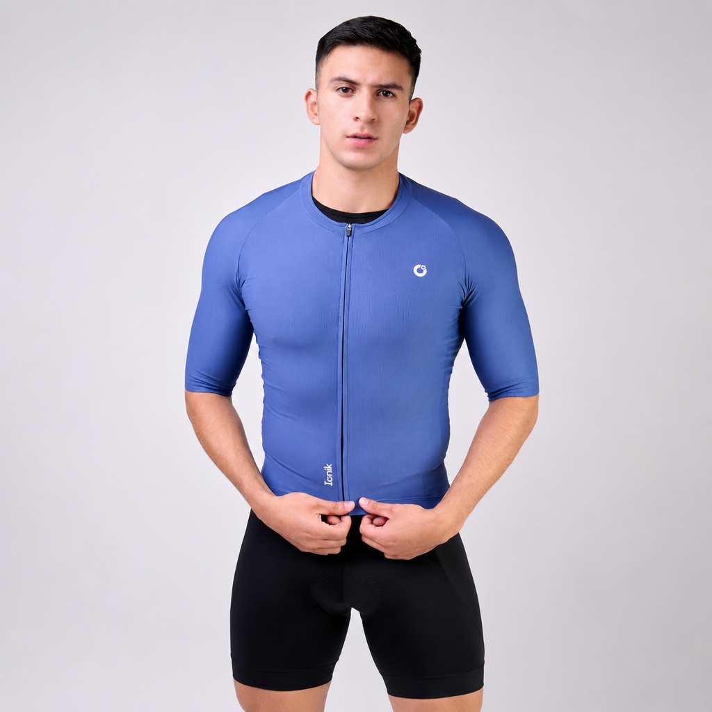 Jersey de ciclismo Ionik Start masculino manga corta azul