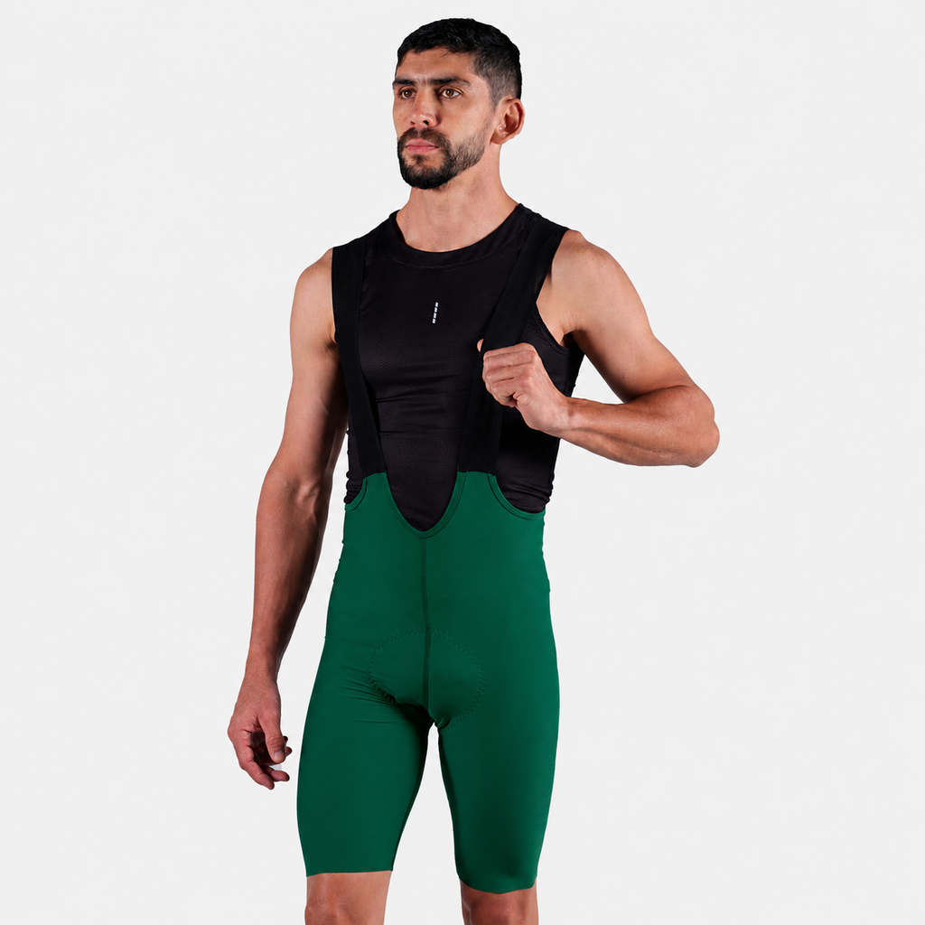 Licra de ciclismo Highforce Classic verde con cargaderas para hombre