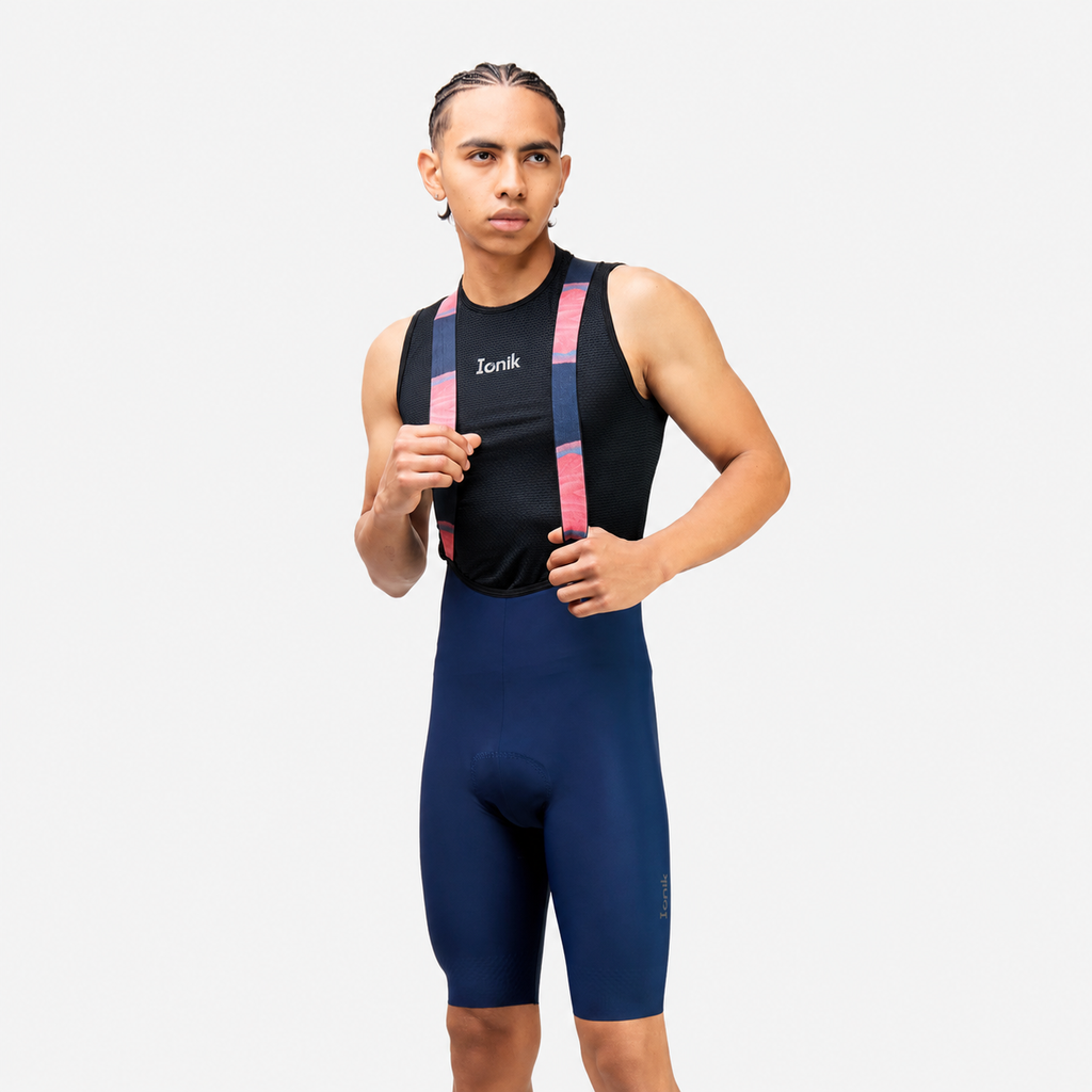 Pantaloneta de ciclismo Ionik Tubular azul oscuro masculina con cargaderas