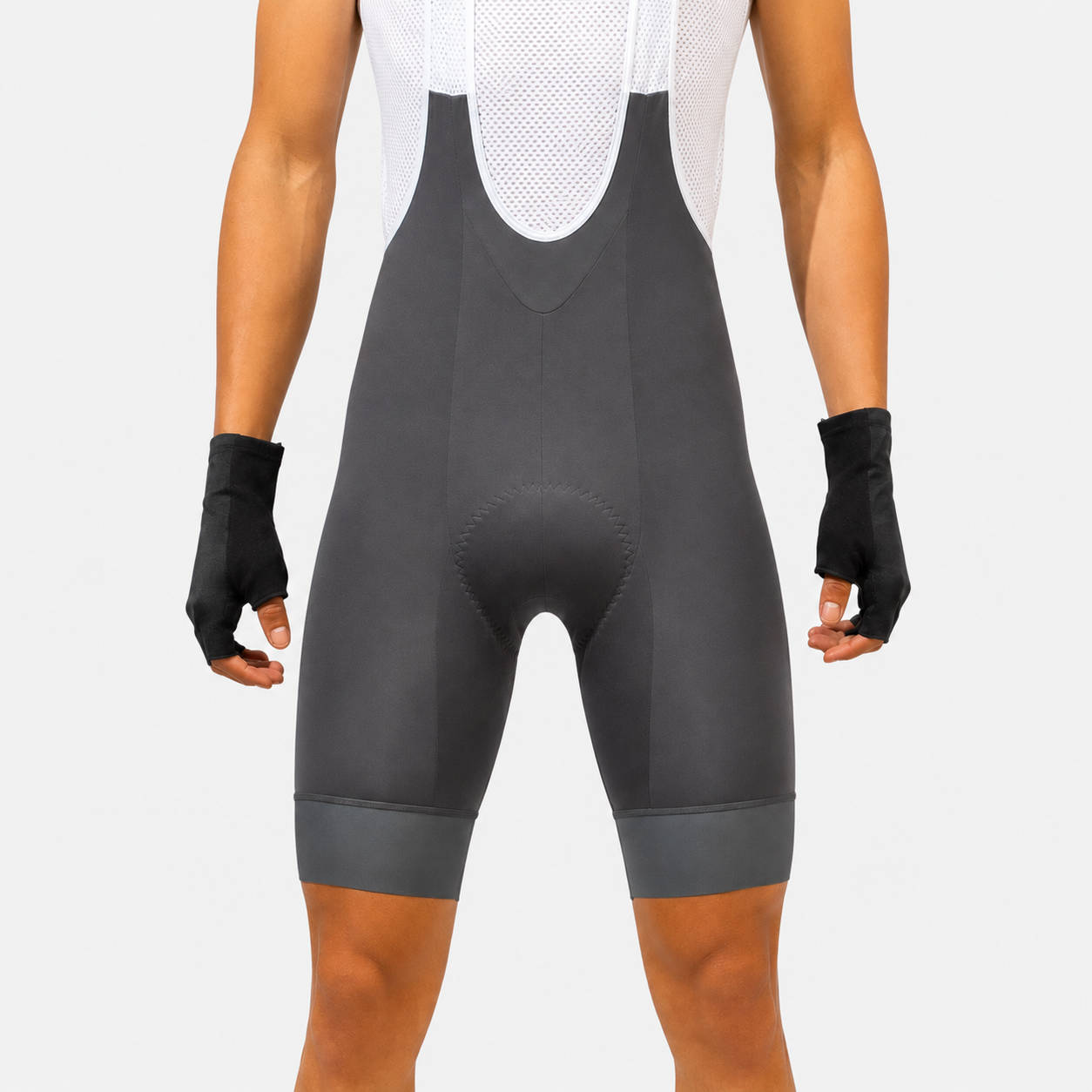 Licra de ciclismo Capote Hombre Corta Plus gris con cargaderas