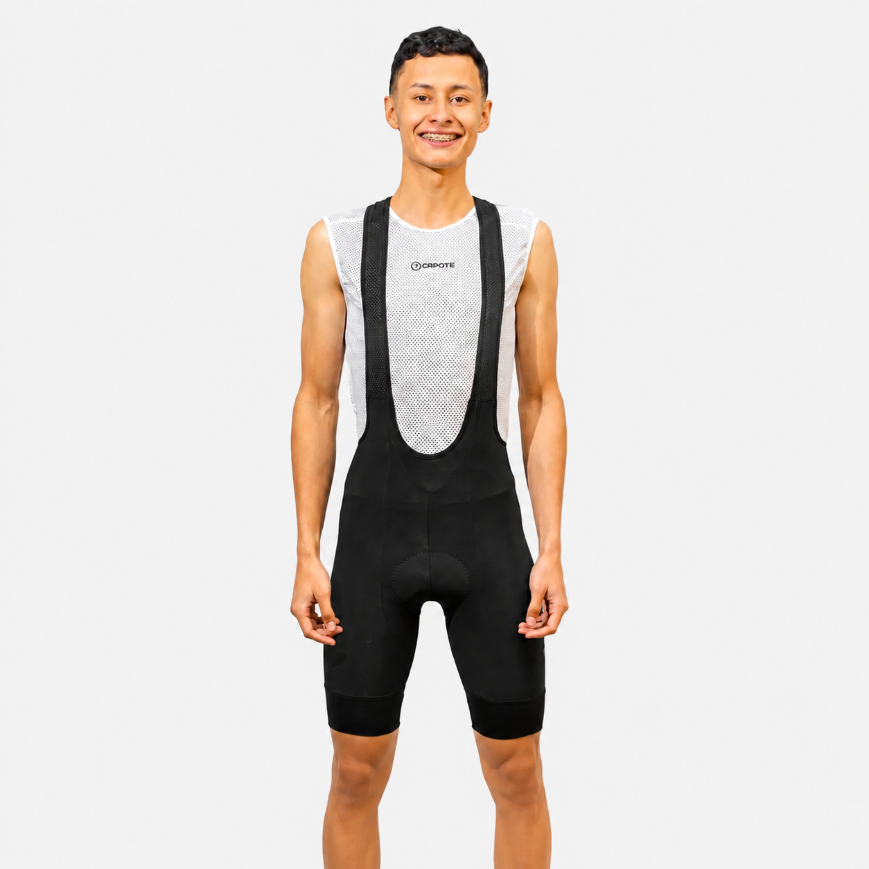 Licra de ciclismo Capote Plus corta negra hombre con cargaderas
