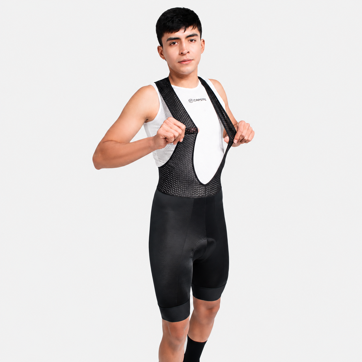 Licra de ciclismo Capote Hombre Corta Light negra con cargaderas