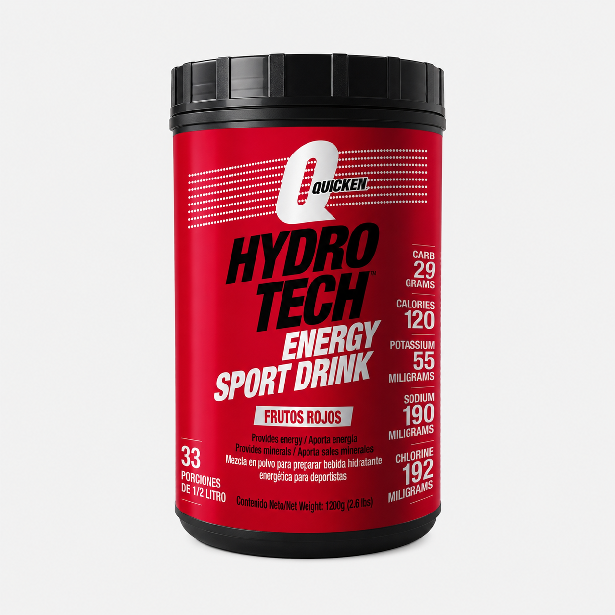 Bebida Hidratante Energética Quicken Hydrotech Frutos Rojos 1200 g