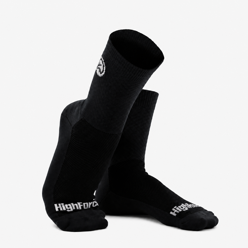 Medias de ciclismo Highforce compresivas reflectivas negras