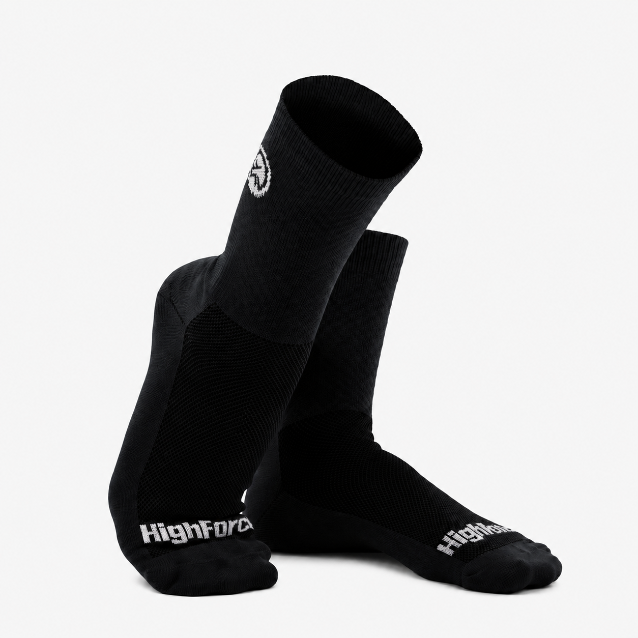 Medias de ciclismo Highforce compresivas reflectivas negras